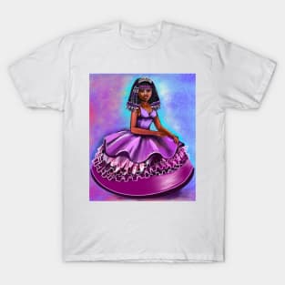 African American princess with beads. The best Gifts for black girls 2022 afro princesses  ! beautiful  black girls with Afro hair, brown eyes and dark brown skin. black princess T-Shirt